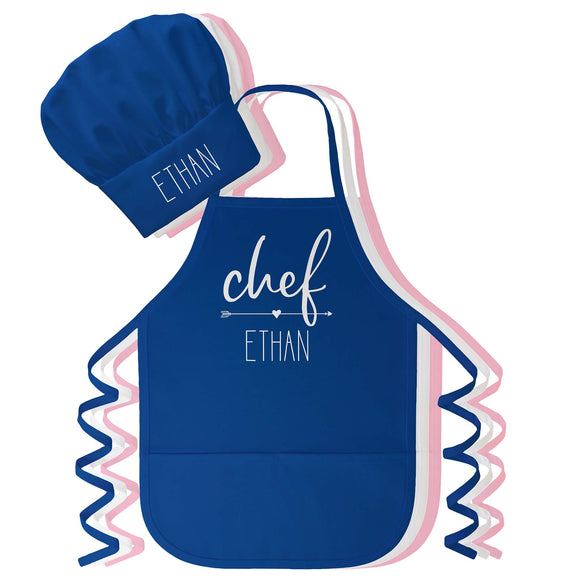 Personalized Kids Apron and hat set - Heart & Arrows